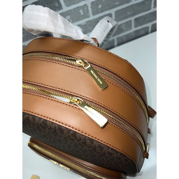 Michael Kors backpack jaycee large front pocket backpack MK Signature brown - Picture 8 of 11